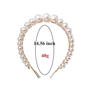 LYDZTION Pearl Headbands for Women, Elegant Bling Headbands Hairpins Headwear Barrette Hair Accessories for Birthday Christmas Day Gift,White