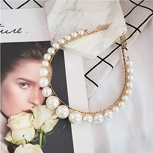 LYDZTION Pearl Headbands for Women, Elegant Bling Headbands Hairpins Headwear Barrette Hair Accessories for Birthday Christmas Day Gift,White