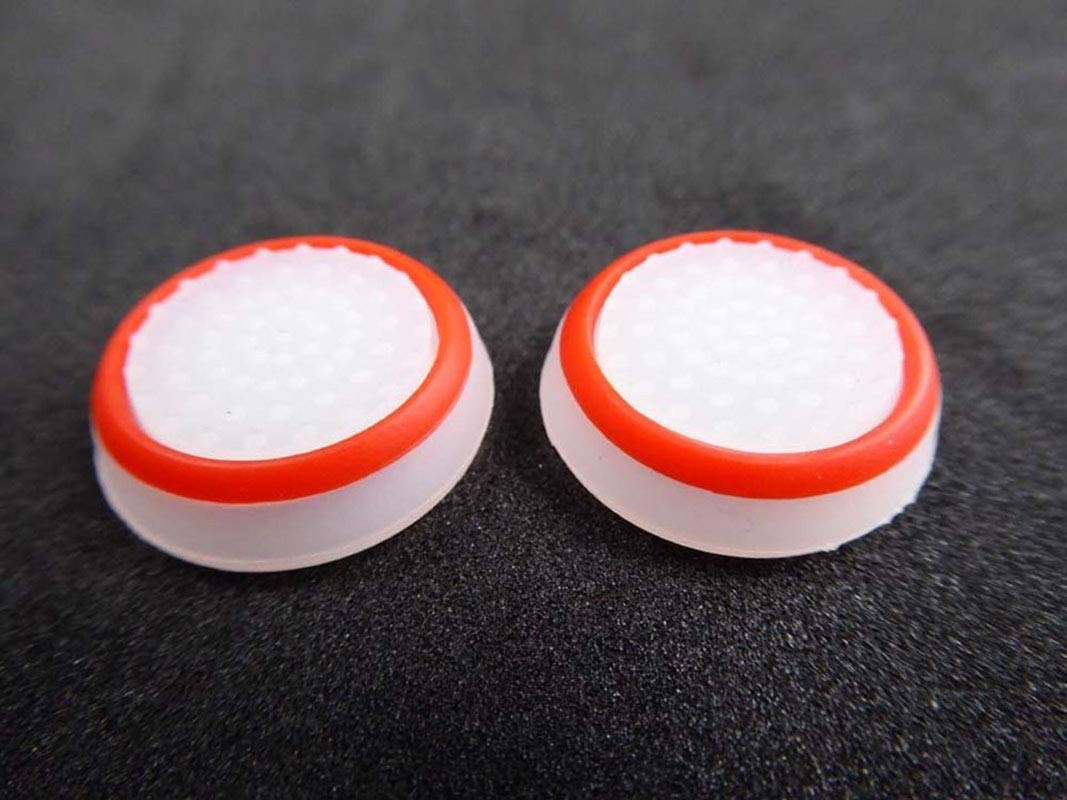 Silicone Thumb Stick Joystick Cap Analog Grip Thumbsticks Cap Cover Case for PS4 PS3 Xbox One Xbox 360 Game Controllers (White-Red)