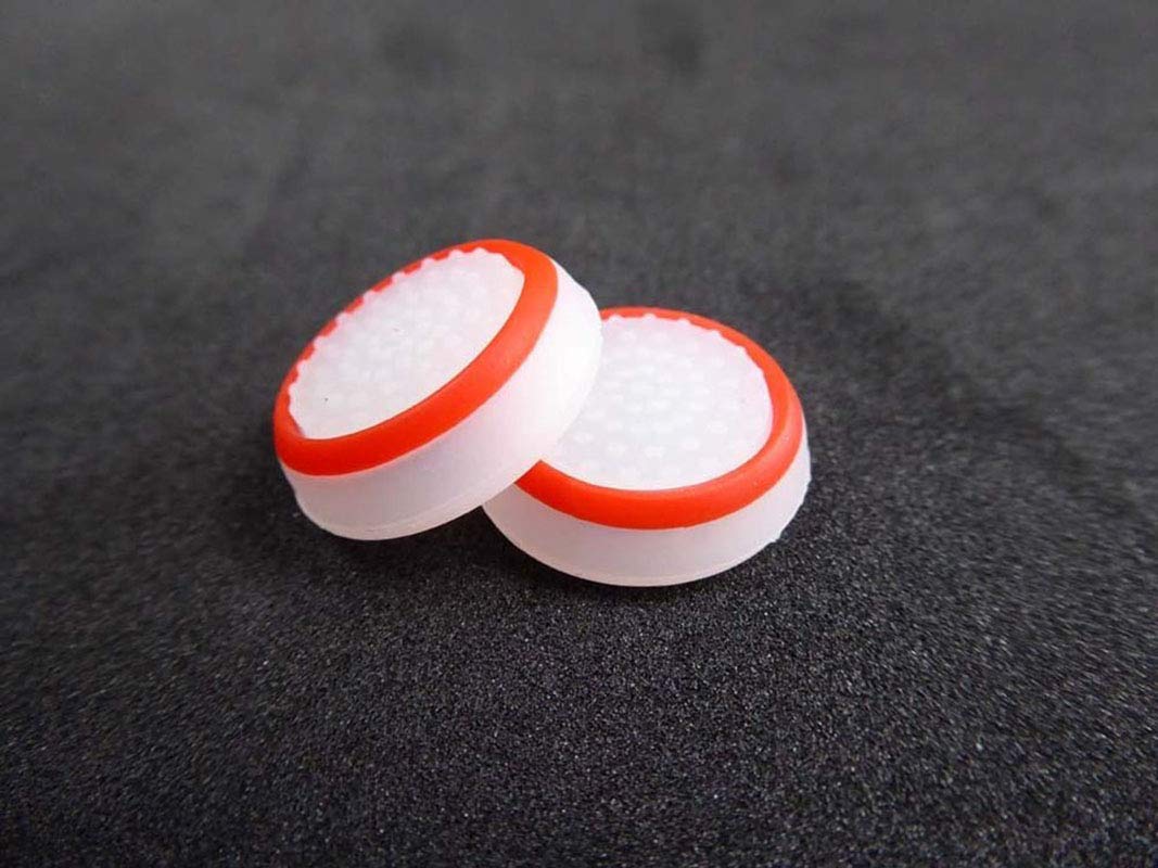 Silicone Thumb Stick Joystick Cap Analog Grip Thumbsticks Cap Cover Case for PS4 PS3 Xbox One Xbox 360 Game Controllers (White-Red)