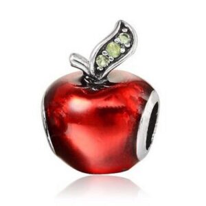 EVESCITY Delicious Red Apple Teacher Silver Beads for Charm Bracelets for Charm Bracelets Best Jewelry Gifts for Teachers Her