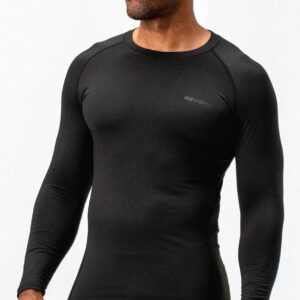 DEVOPS 2 Pack Men's Thermal Long Sleeve Compression Shirts (Large, Black/Black)