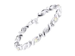 rylos bracelets for women 925 sterling silver infinity twist tennis bracelet gemstone & diamonds adjustable to fit 7"-8" wrist, 6-4x3mm opal jewelry for women friendship bracelets