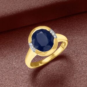 Ross-Simons 4.50 Carat Sapphire Ring With Diamond Accents in 14kt Yellow Gold. Size 9