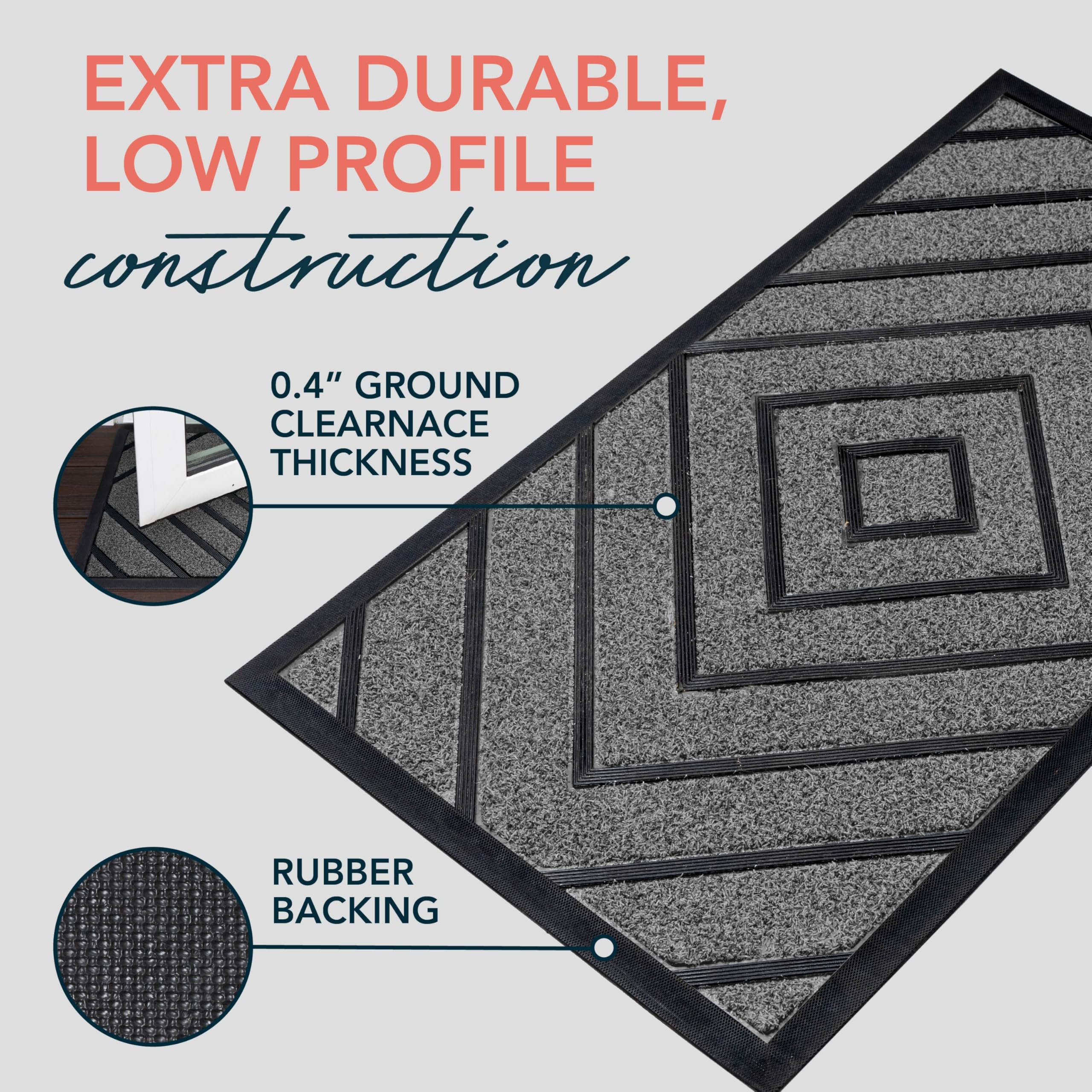 ubdyo - Durable Outdoor Mat - Front Door Mat - 30''x18'' - Welcome Mats Outdoor - Outdoor Mat - Entryway - Grey (1-Pack)