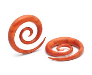 mystic metals body jewelry saba wood super spirals (pw-324) plugs gauges - sold as a pair (00g (10mm))