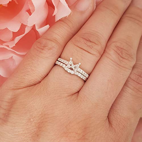 Dazzlingrock Collection 0.23 Carat (ctw) Round Diamond Semi Mount Bridal Engagement Ring Set 1/4 CT, Can be Fit 0.75 To 1.00 Ct. (5.8 MM To 6.5 MM) Round Center Stone, 10K White Gold, Size 6.5