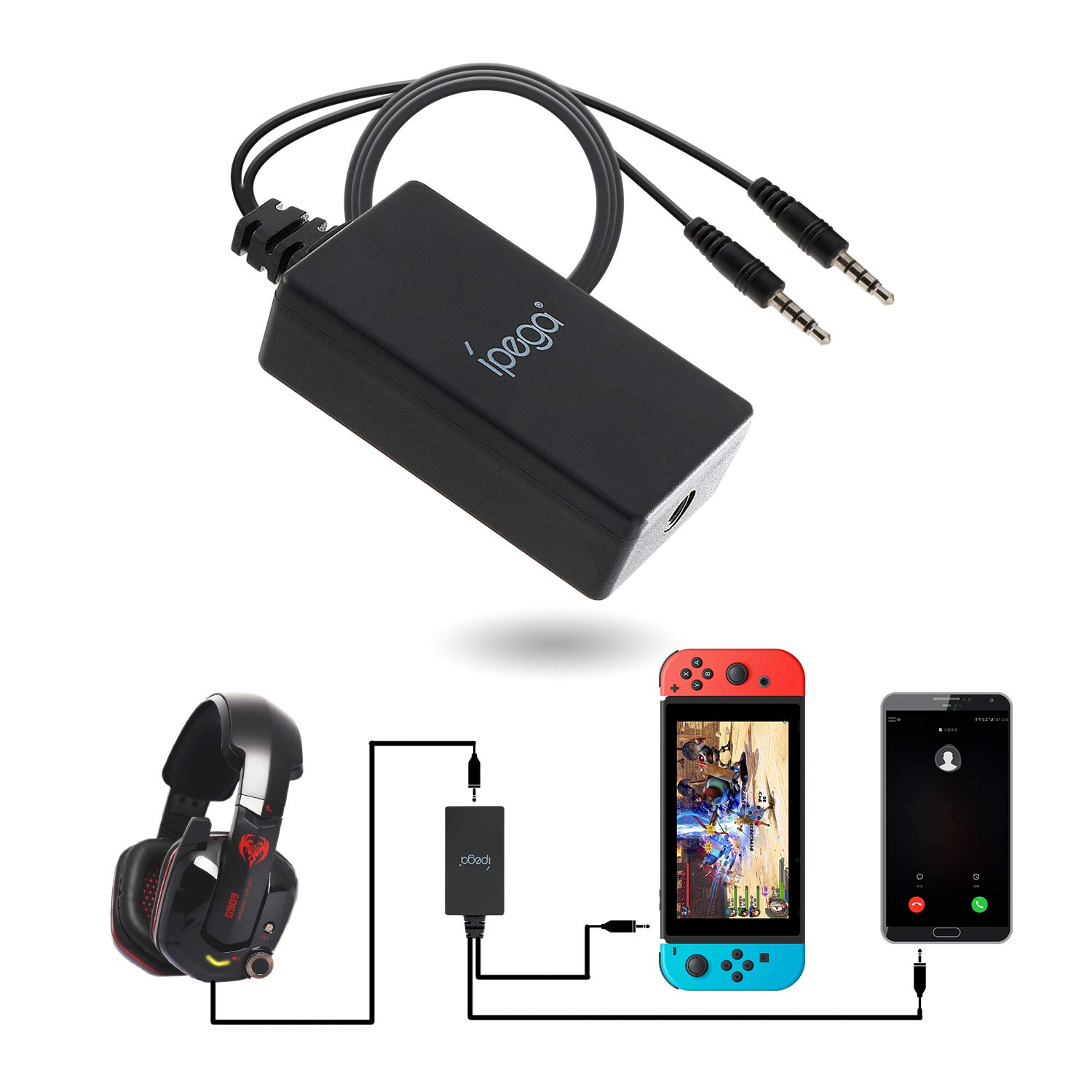 ECHZOVE Audio Converter for Nintendo Switch, 2 in 1 Audio Chat Adapter for Nintendo Switch - Support Voice Chat with Your Headphone