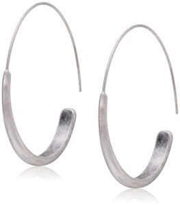 lucky brand women's brushed silver modern hoop earrings, one size