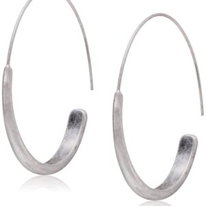 Lucky Brand Women's Brushed Silver Modern Hoop Earrings, One Size