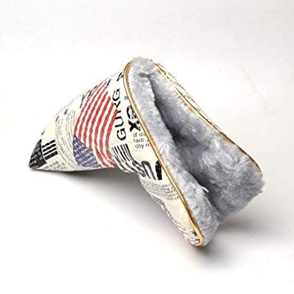 PLUSKER USA Golf Club Blade Putter Cover Magnetic Closure Design Creative Newspaper Mixed American Flag Pattern Putters Headcover