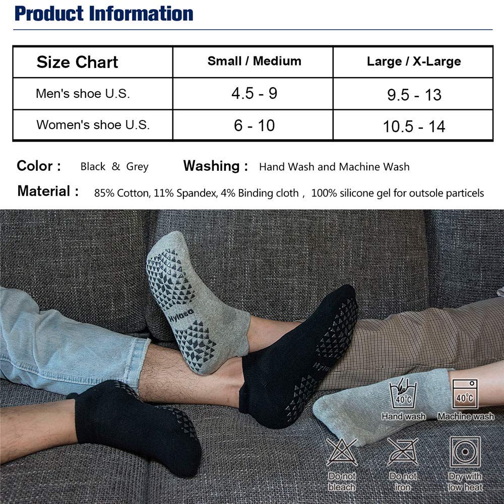 Hylaea Unisex Non Slip Socks with Grip for Yoga, Hospital, Pilates, Barre | Ankle, Cushioned