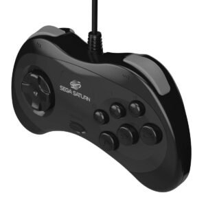 Retro-Bit Official Sega Saturn USB Controller Pad (Model 2) for Sega Genesis Mini, PS3, PC, Mac, Steam, Switch - USB Port (Black)