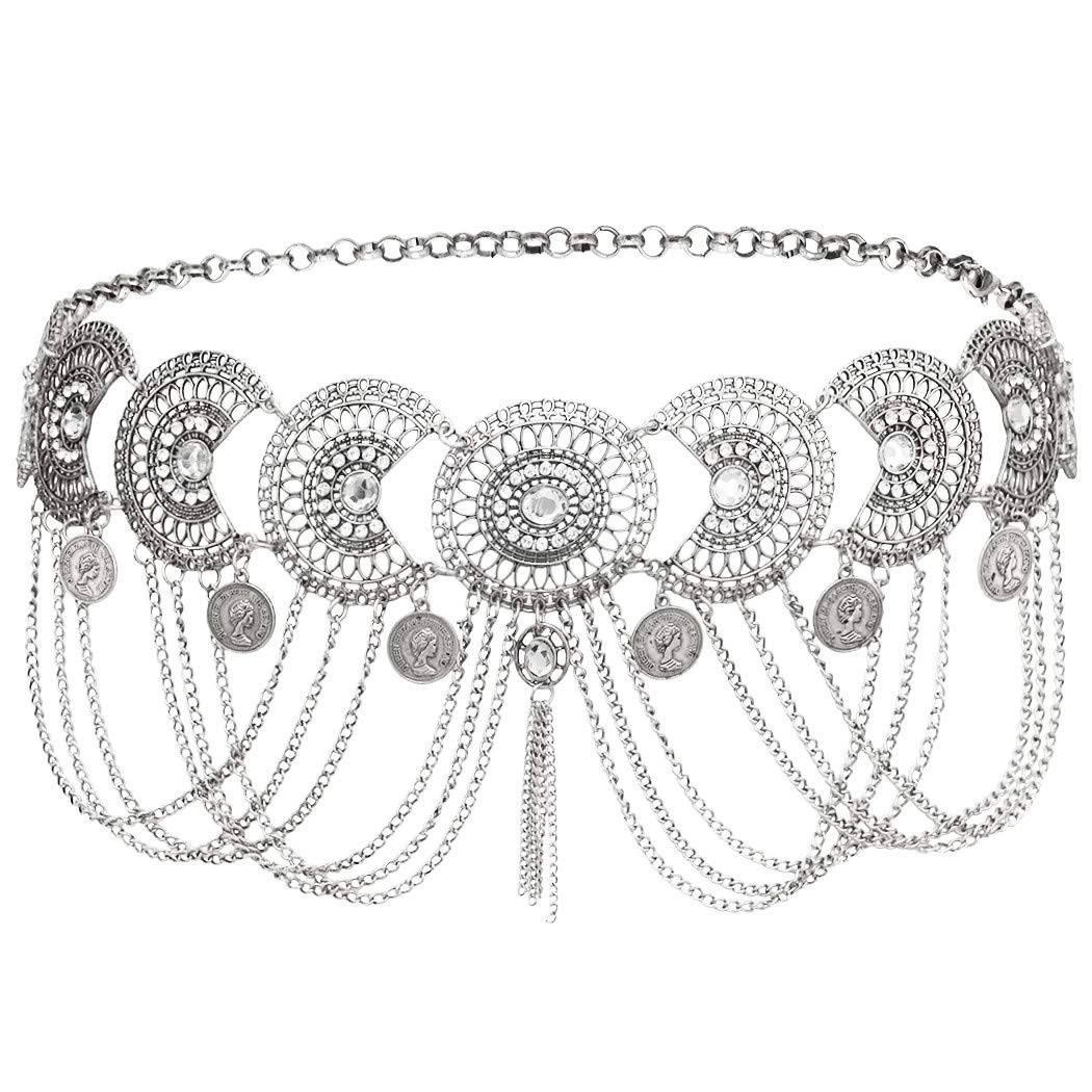 Rhinestone Tassel Belt Waist Chain Belly Body Chain Dance Indian Beach Gypsy Jewelry for Women