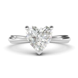 14k White Gold Simulated Heart-shaped Diamond Engagement Ring Raised Shank Promise Bridal Ring (9)