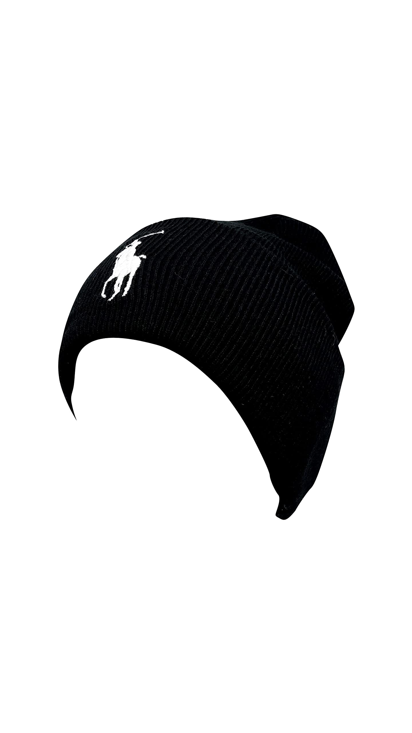 Polo Ralph Lauren Men's Big Pony Beanie Cap (One Size, Black/White Pony)