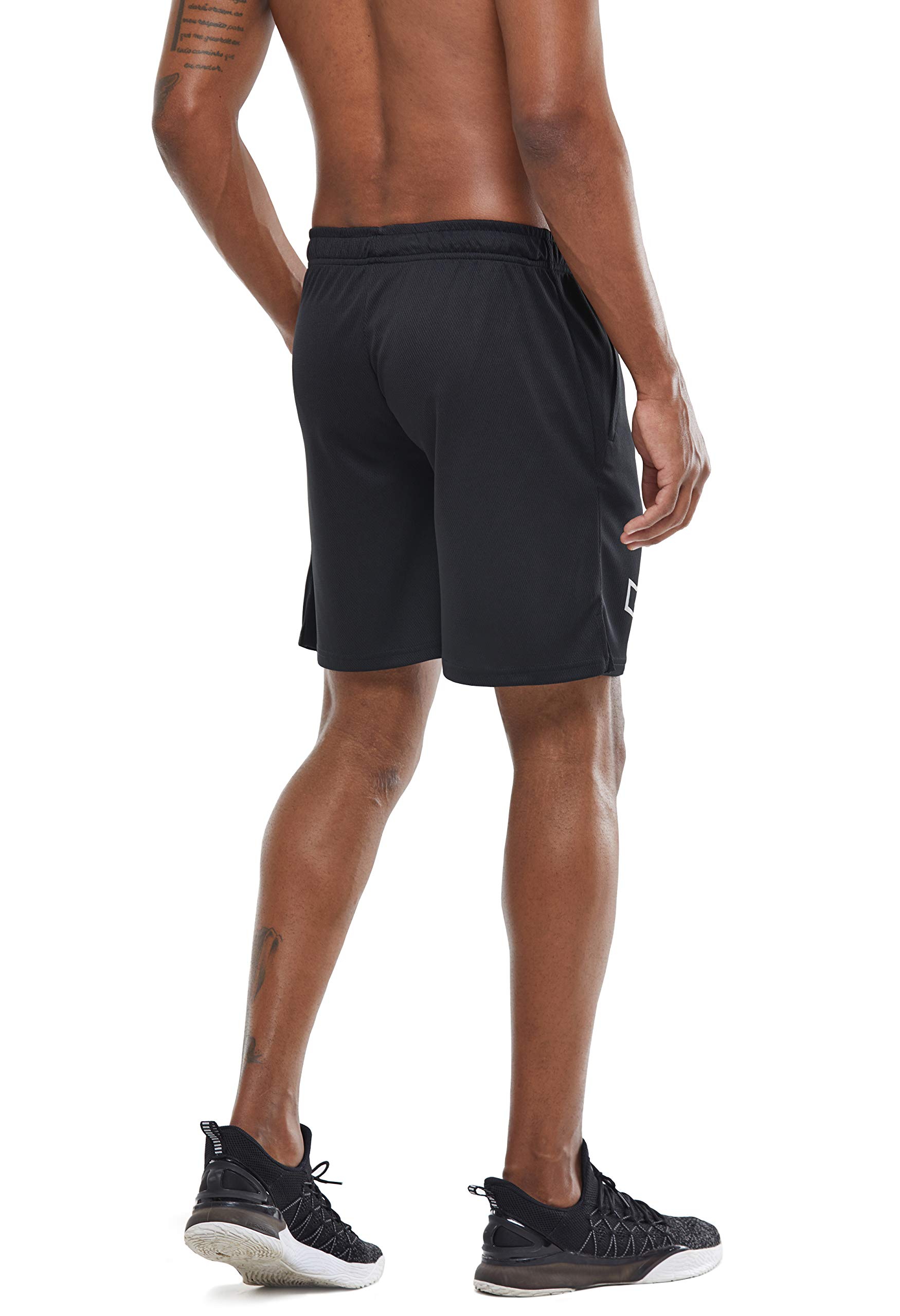 G Gradual Men's 7" Workout Running Shorts Quick Dry Lightweight Gym Shorts with Zip Pockets (2 Pack: Navy Blue/Black Large)