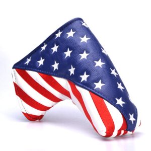 PLUSKER USA Golf Blade Putter Cover Magnetic Closure Stars and Stripes American Flag Pattern Design Patriotic Golf Head Covers