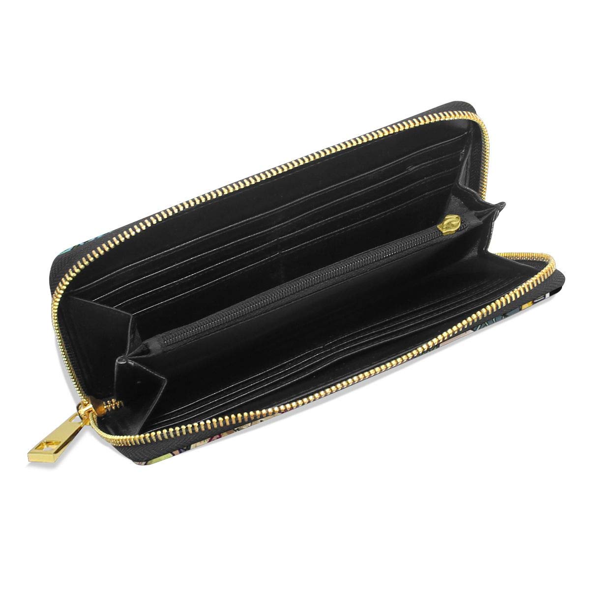 Leather Zipper Wallet Clutch Bag Mushroom Leaves Credit Card Holder Wallet Large Capacity Long Purse For Women men