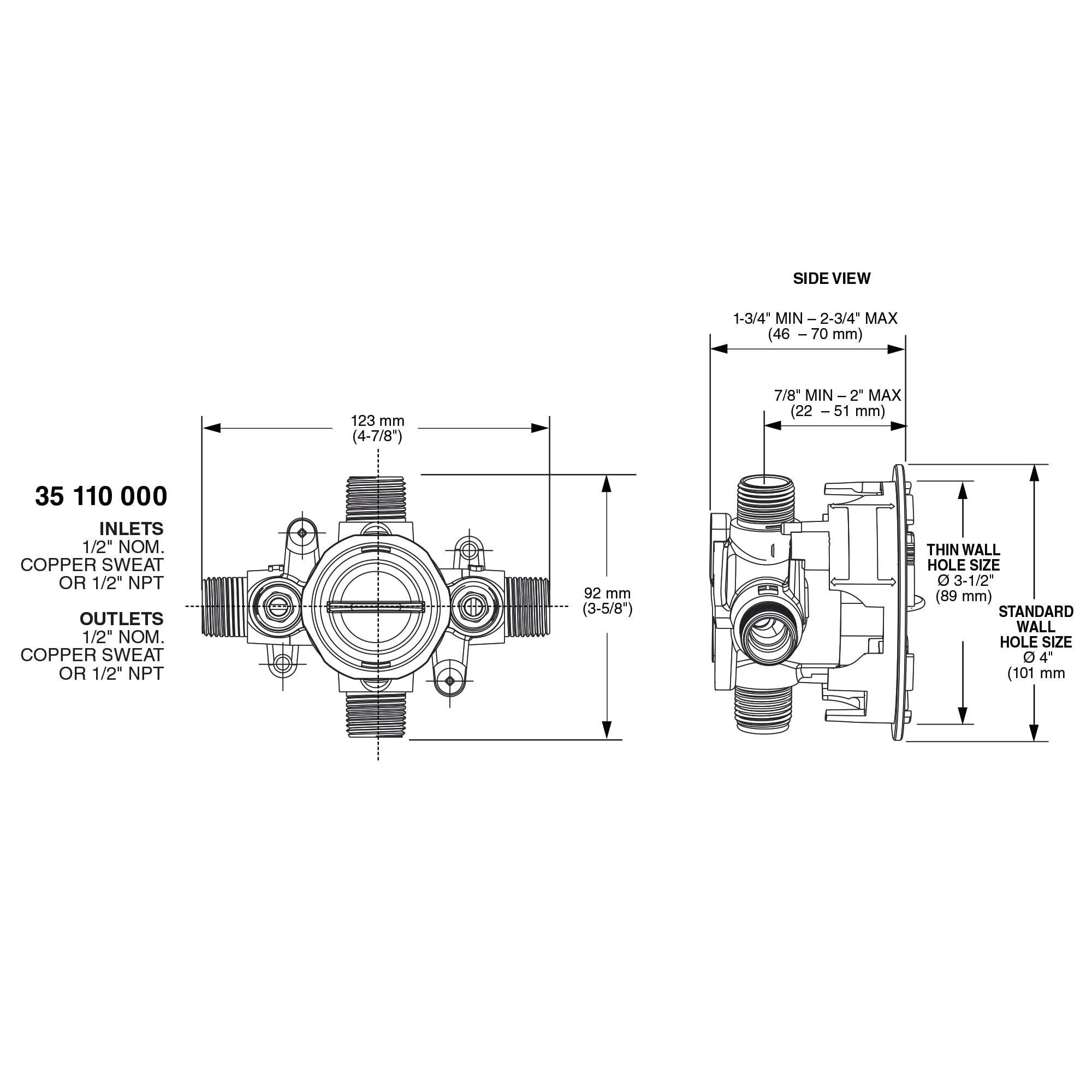 GROHE 35110000 GrohSafe 3.0 Pressure Balance Rough-In Valve, Unfinished