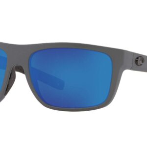 Costa Del Mar Mens Broadbill Square Sunglasses, Matte Grey/Blue Mirrored Polarized-580G, 61 mm