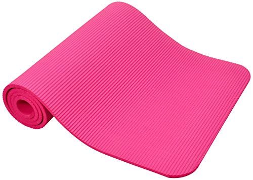 Signature Fitness All Purpose 1/2-Inch Extra Thick High Density Anti-Tear Exercise Yoga Mat and Knee Pad with Carrying Strap, Pink