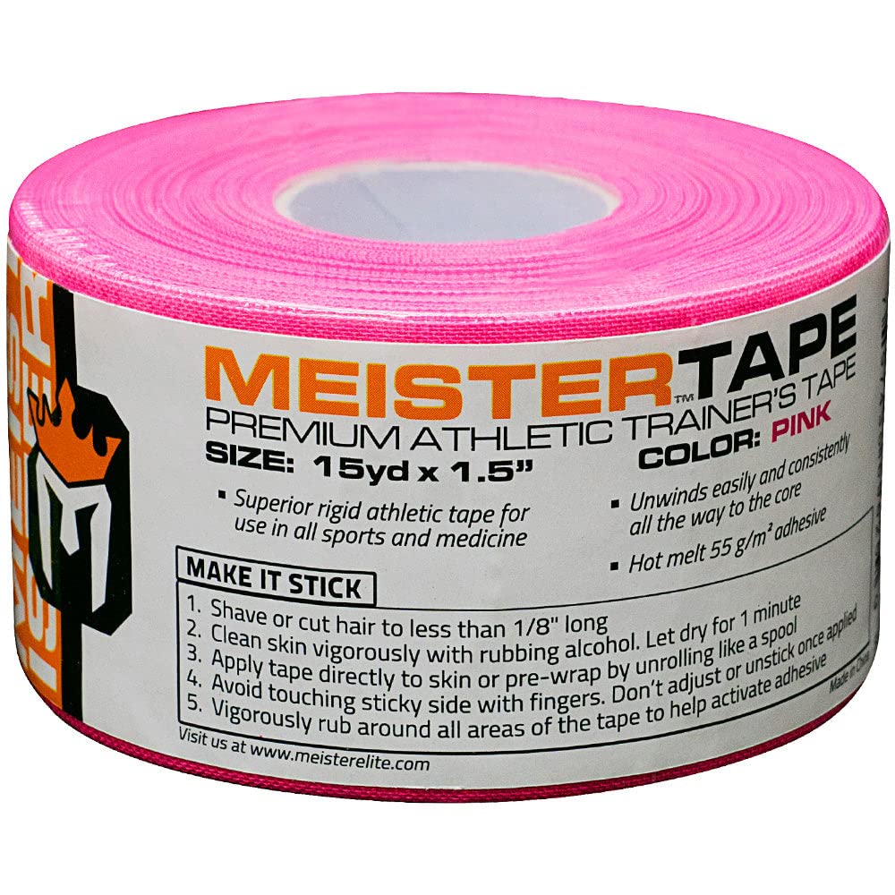 Meister 15Yd x 1.5" Premium Athletic Trainer's Tape for Sports and Medical (50% Longer) - Pink - 1 Roll