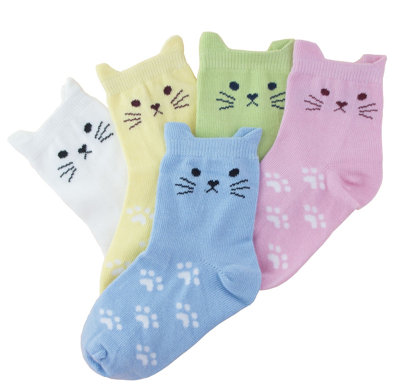 T.H.L.S Youth Girls Cotton Novelty Cats Crew Seamless Socks - Shoe Size 2-5(8-12 Years)