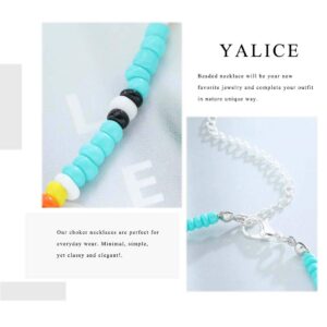 Yalice Boho Choker Necklace Chain Rainbow Seed Bead Necklaces Beach Beaded Choker Jewelry for Women (Colorful)