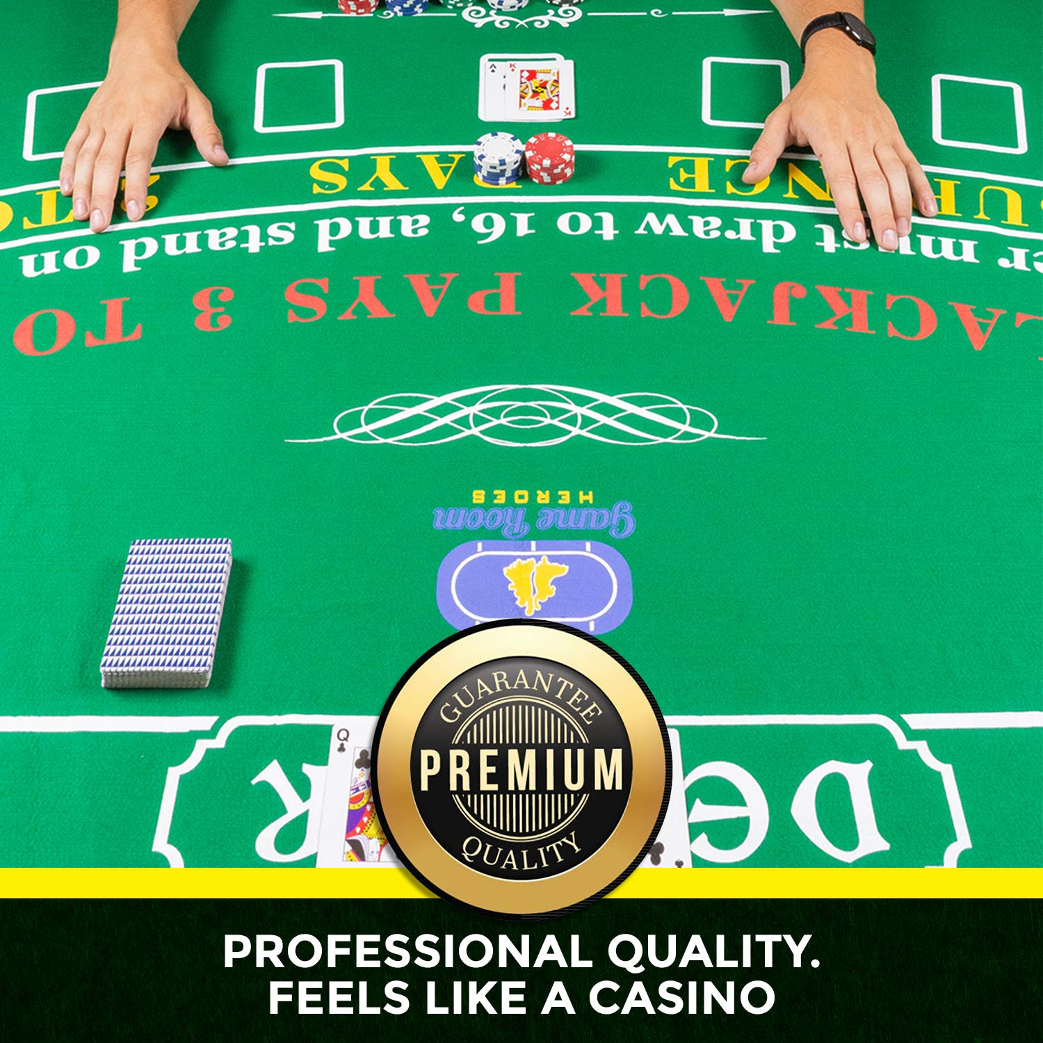 Tabletop Casino Felt Layout for Texas Holdem Poker and Blackjack - Premium Professional Grade Blackjack and Poker Mat for, Theme Party, Poker Night, Fundraisers & Gatherings