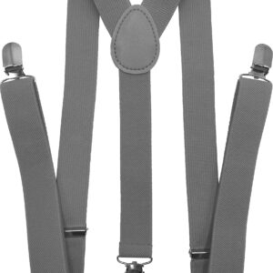 Consumable Depot Solid Color Suspenders Y-Back | Adjustable and Elastic | (Lighit Grey)