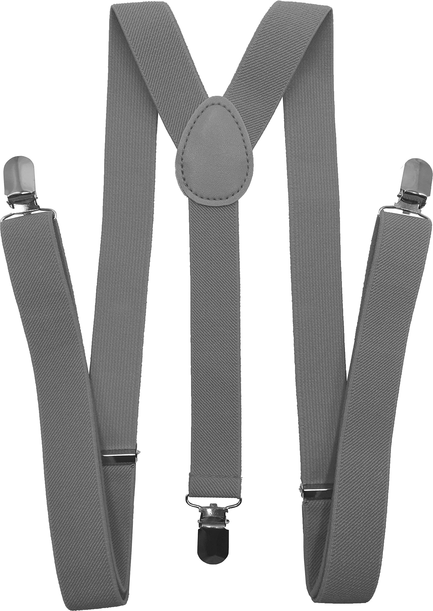 Consumable Depot Solid Color Suspenders Y-Back | Adjustable and Elastic | (Lighit Grey)