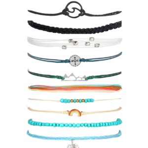 Long tiantian Wave Bracelets Cute Boho Braided String Beach Ocean Bracelet for Women Summer Jewelry Trendy Stuff (L)