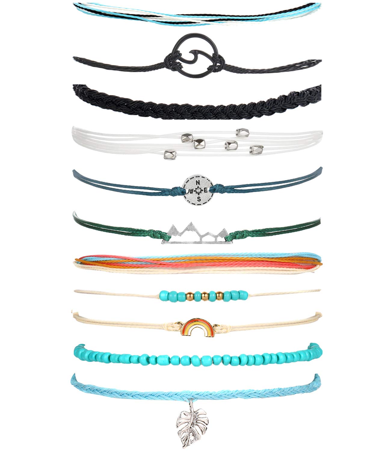 Long tiantian Wave Bracelets Cute Boho Braided String Beach Ocean Bracelet for Women Summer Jewelry Trendy Stuff (L)