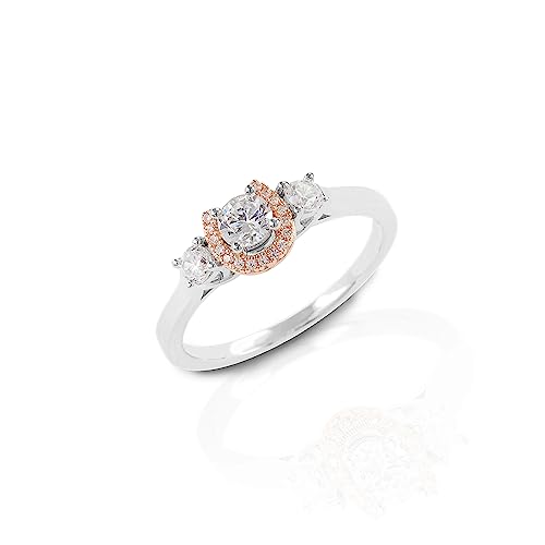 Kelly Herd Jewelry Horseshoe Ring Small Round Cut Three Stone | Rose Gold Plated Sterling Silver Western Ring with CZ Stones 6mm (Size 7)