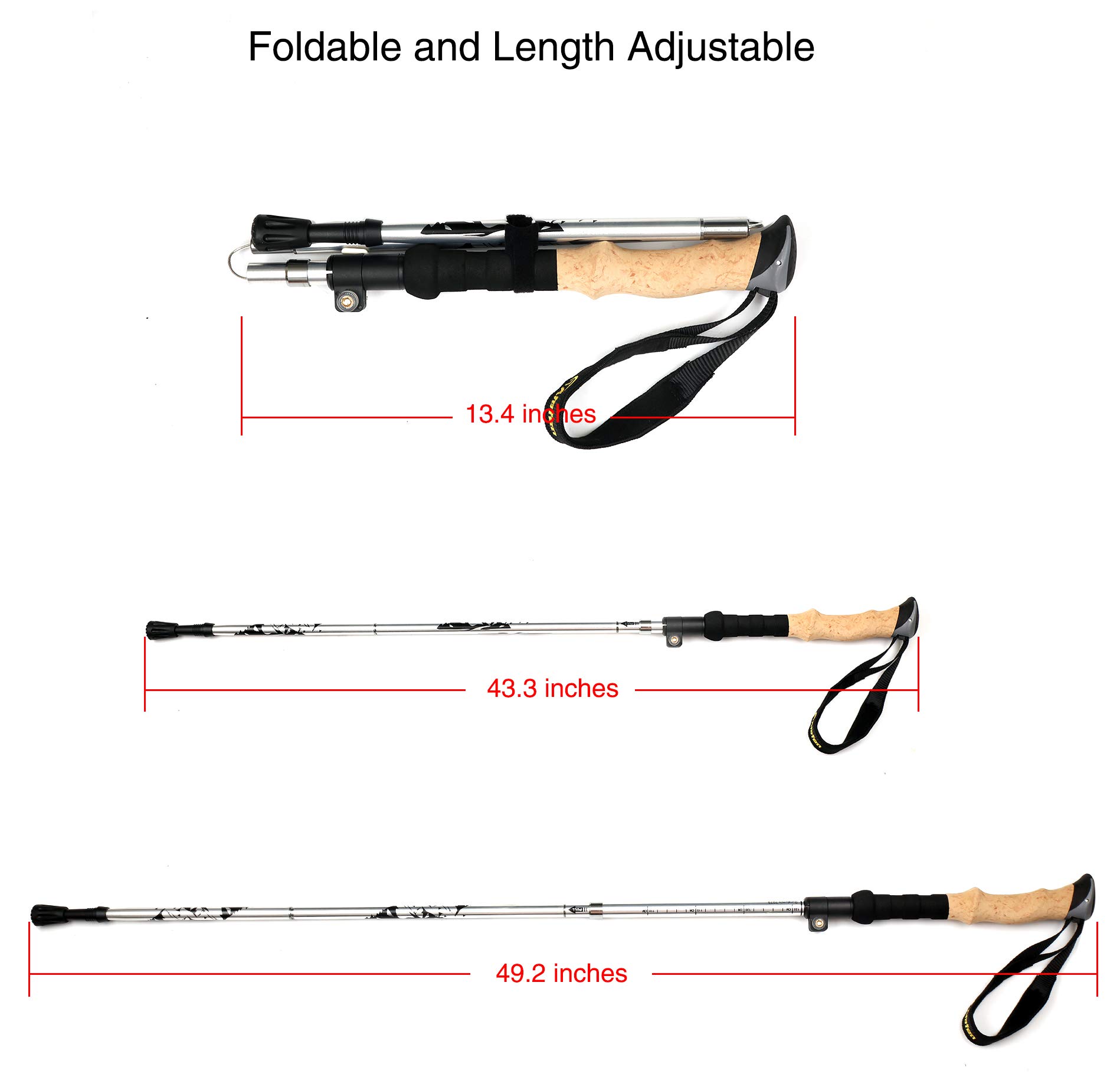 A ALAFEN Walking Stick - Collapsible Trekking Pole for Men and Women,7075 Aluminum Hiking Stick for Seniors