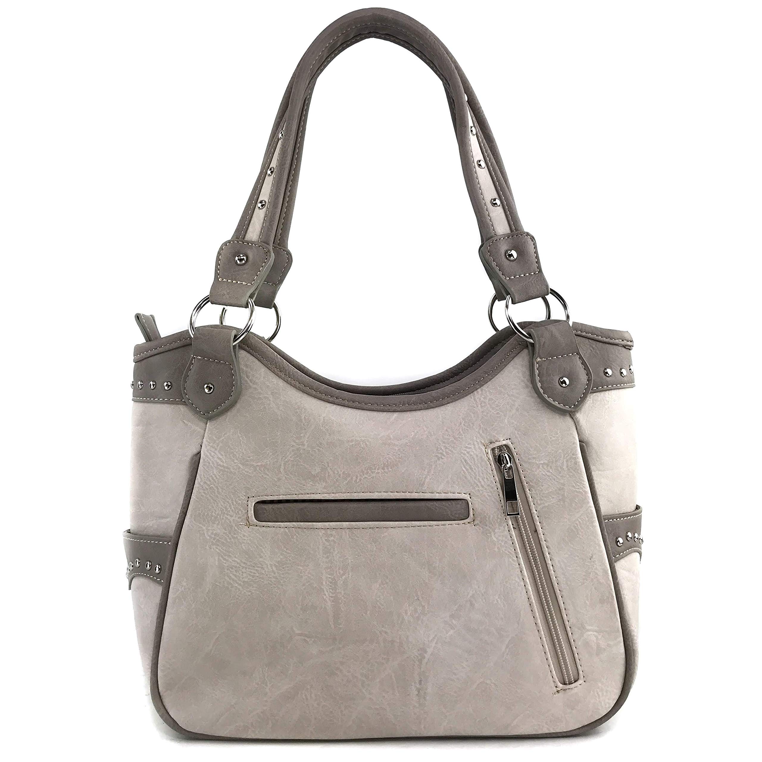 Zelris Floral Poppy Horse Western Women Conceal Carry Tote Handbag Purse Set (Beige Silver)