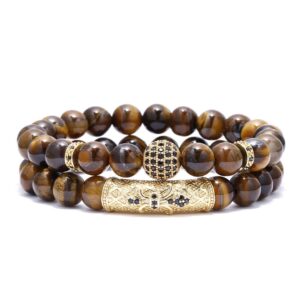 bomail 8mm tiger eye stone beads bracelet elastic natural stone yoga bracelet for women men