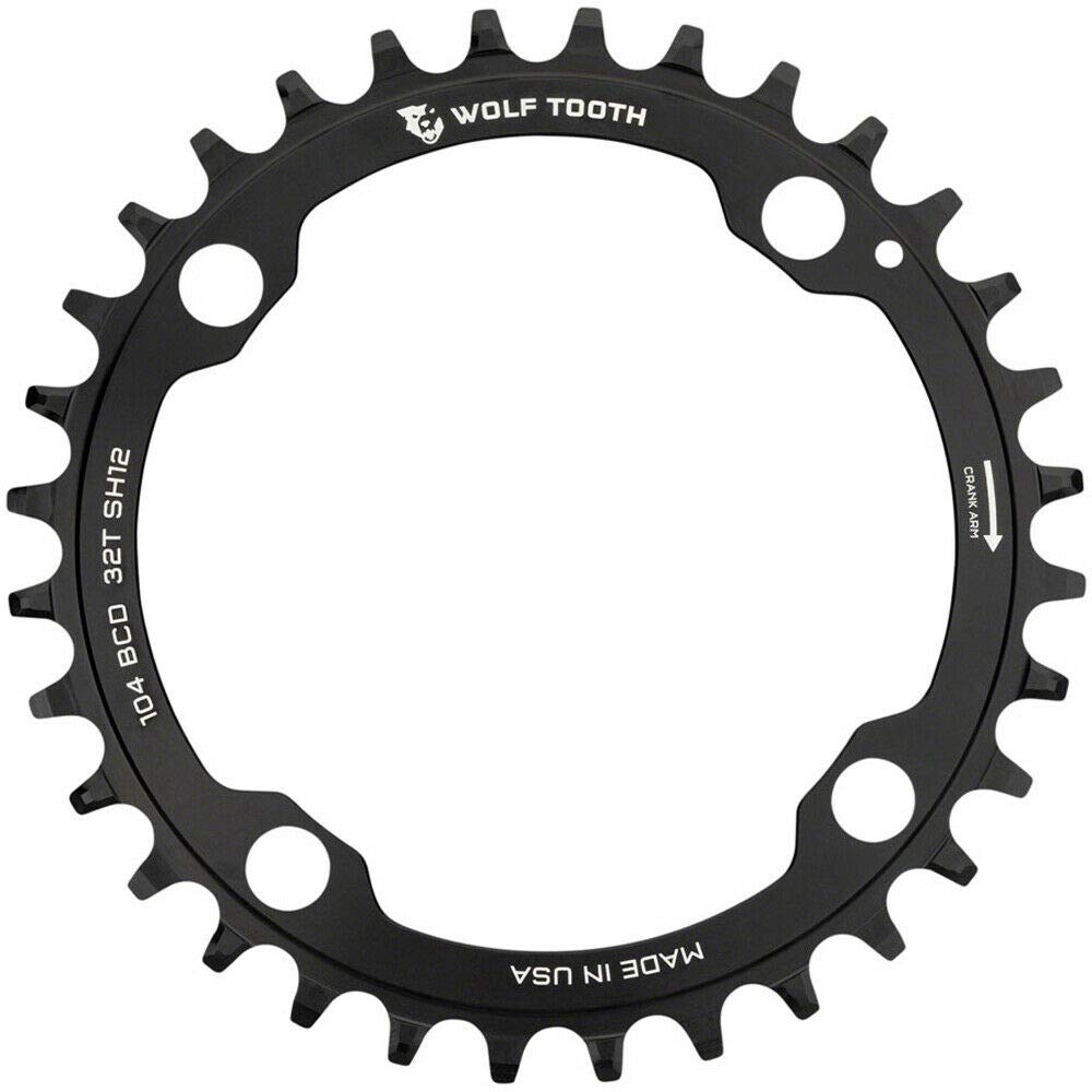 Wolf Tooth 104 BCD Spider Mountain Bike Chainring for Shimano 12spd Hyperglide+ Chain (34 Tooth, Drop-Stop ST, MTB)