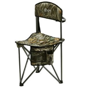 portal extra large quick folding tripod stool with backrest fishing camping chair with carry strap (camo)