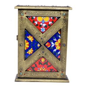 eurasia wooden key box holder, full handmade hanging tiles fittted key holder box for wall & home decor