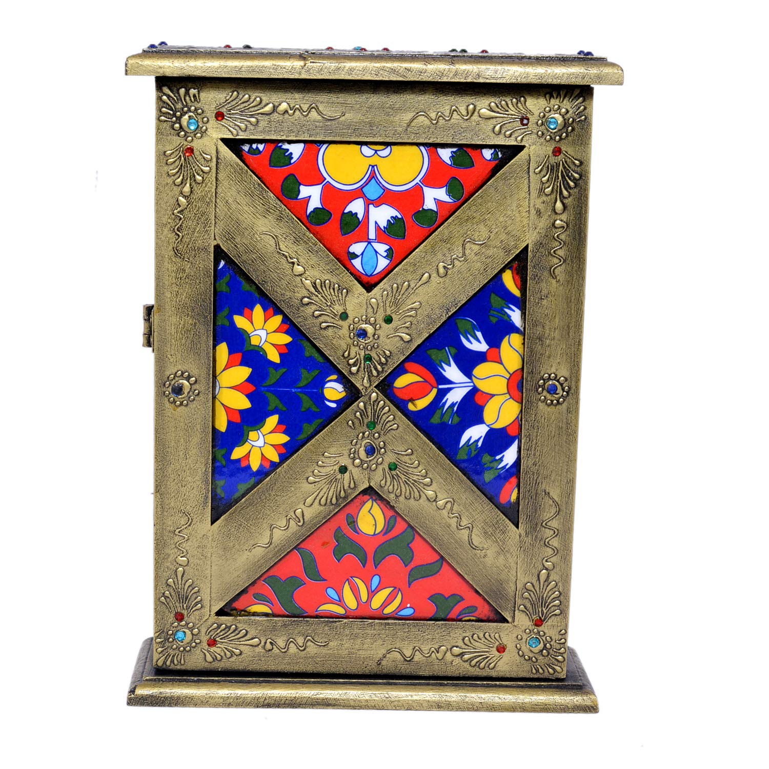 Eurasia Wooden Key Box Holder, Full Handmade Hanging Tiles Fittted Key Holder Box for Wall & Home Decor