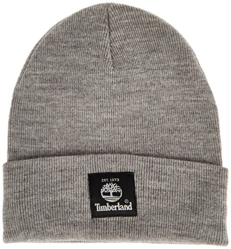 Timberland Short Watch Cap with Woven Label, Light Heather Grey 2, One Size