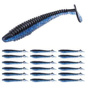 runcl swimbaits paddle 10/20/30/40pcs, 5/4/3/2 inchs paddle tail, soft lure for trout crappie bass, durable plastic bait swimmer for saltwater/freshwater, fishing lover's gift