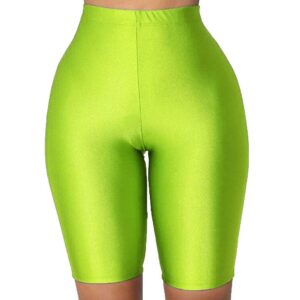 pesion bike shorts women - active biker yoga shorts, sexy spandex boyshort, neon green large