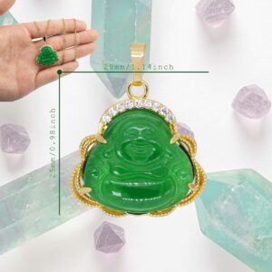 ZenBless Buddha Cubic Zirconia Necklace Iced Out Jade Laughing Buddha Necklace for Women Yoga Mala Feng Shui Good Luck Gifts for Women