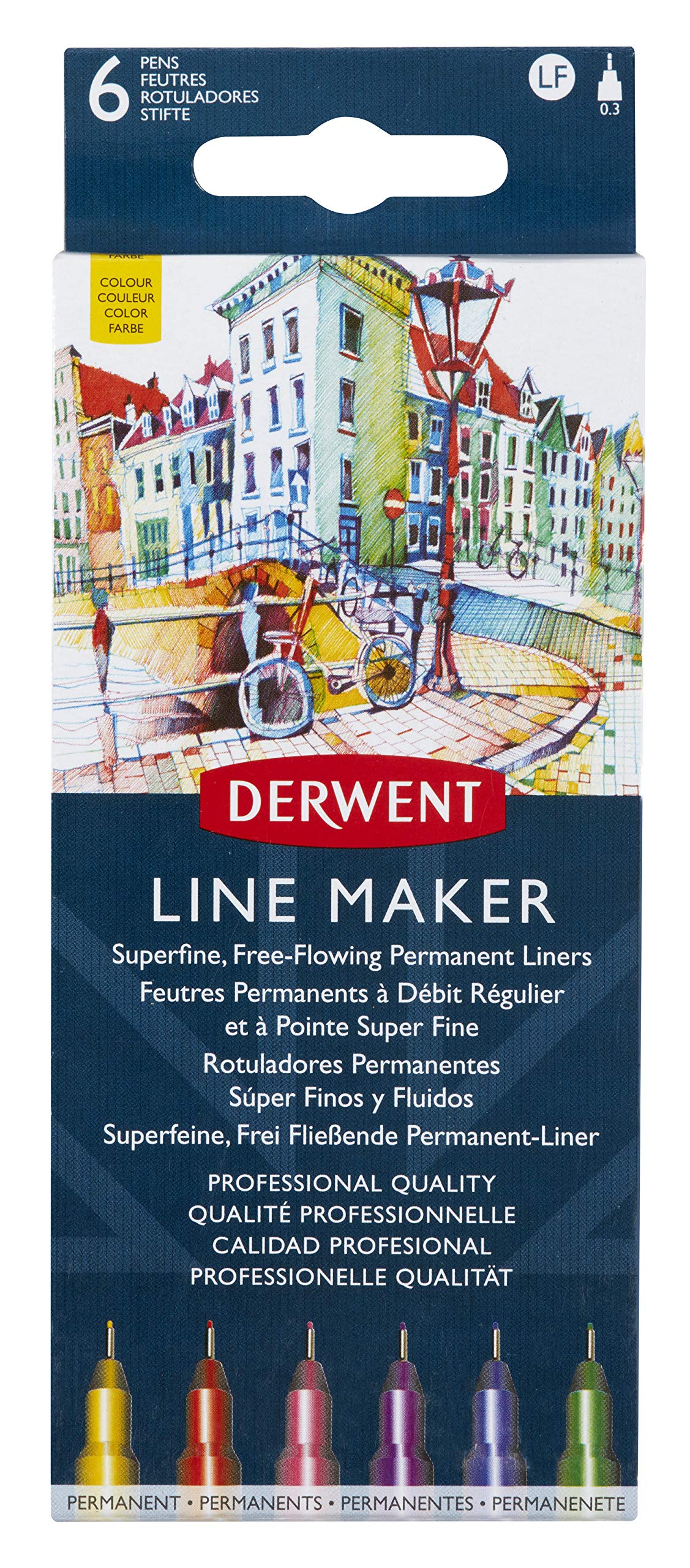 Derwent Line Makers - Set of 6 Colour (0.3mm Nibs) (2305576)