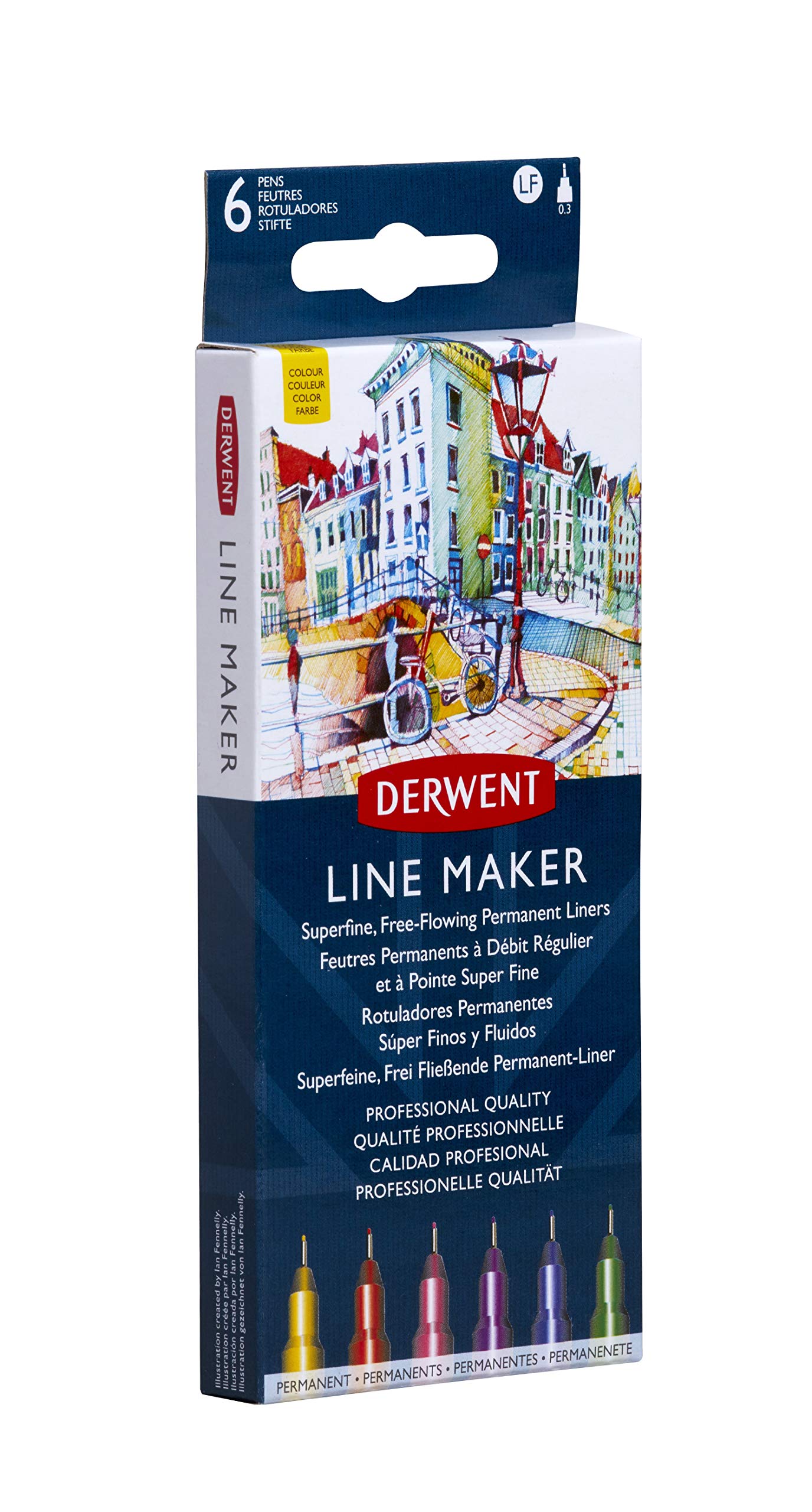 Derwent Line Makers - Set of 6 Colour (0.3mm Nibs) (2305576)