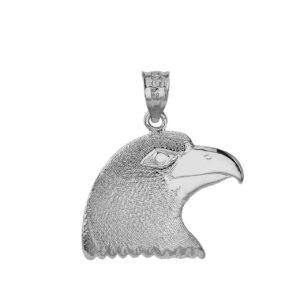 bold 925 sterling silver american eagle head one sided charm pendant