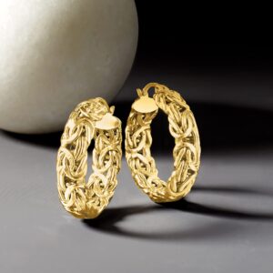 Ross-Simons 18kt Gold Over Sterling Small Byzantine Hoop Earrings